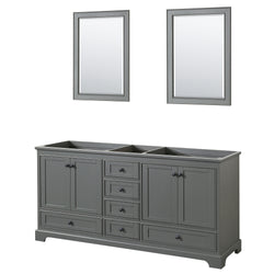 Wyndham Deborah 72 Inch Double Bathroom Vanity, No Countertop, No Sinks in Matte Black Trim with 24 Inch Mirrors - Luxe Bathroom Vanities