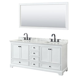 Wyndham Deborah 72 Inch Double Bathroom Vanity Undermount Square Sinks in Matte Black Trim with 70 Inch Mirror - Luxe Bathroom Vanities