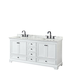 Wyndham Deborah 72 Inch Double Bathroom Vanity Undermount Square Sinks in Matte Black Trim - Luxe Bathroom Vanities