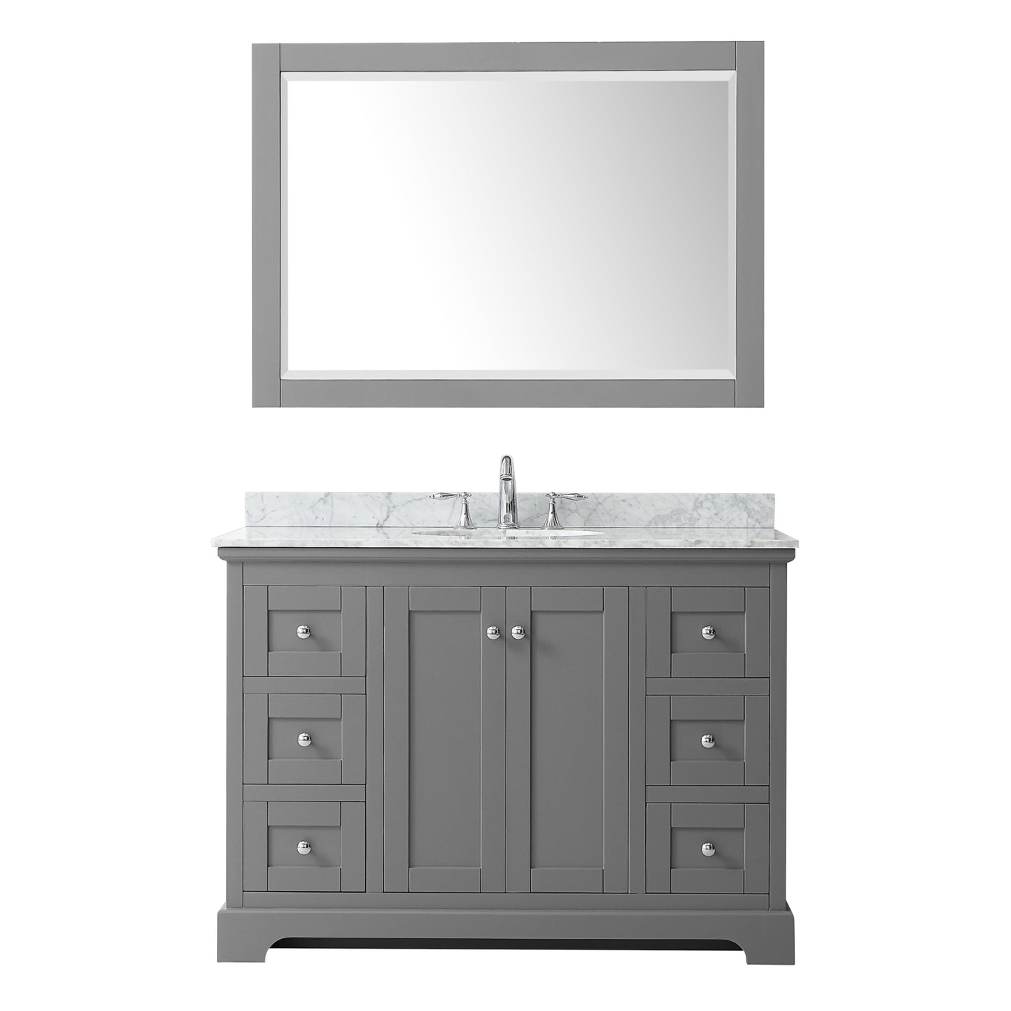 48 Inch Single Bathroom Vanity, White Carrara Marble Countertop, Undermount Oval Sink, and 46 Inch Mirror - Luxe Bathroom Vanities Luxury Bathroom Fixtures Bathroom Furniture
