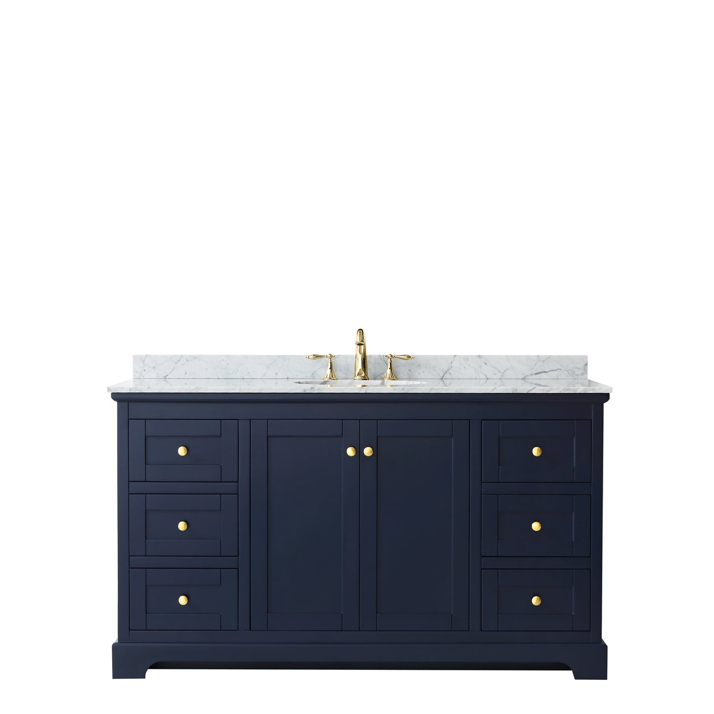 60 Inch Single Bathroom Vanity, White Carrara Marble Countertop, Undermount Oval Sink, and No Mirror - Luxe Bathroom Vanities Luxury Bathroom Fixtures Bathroom Furniture