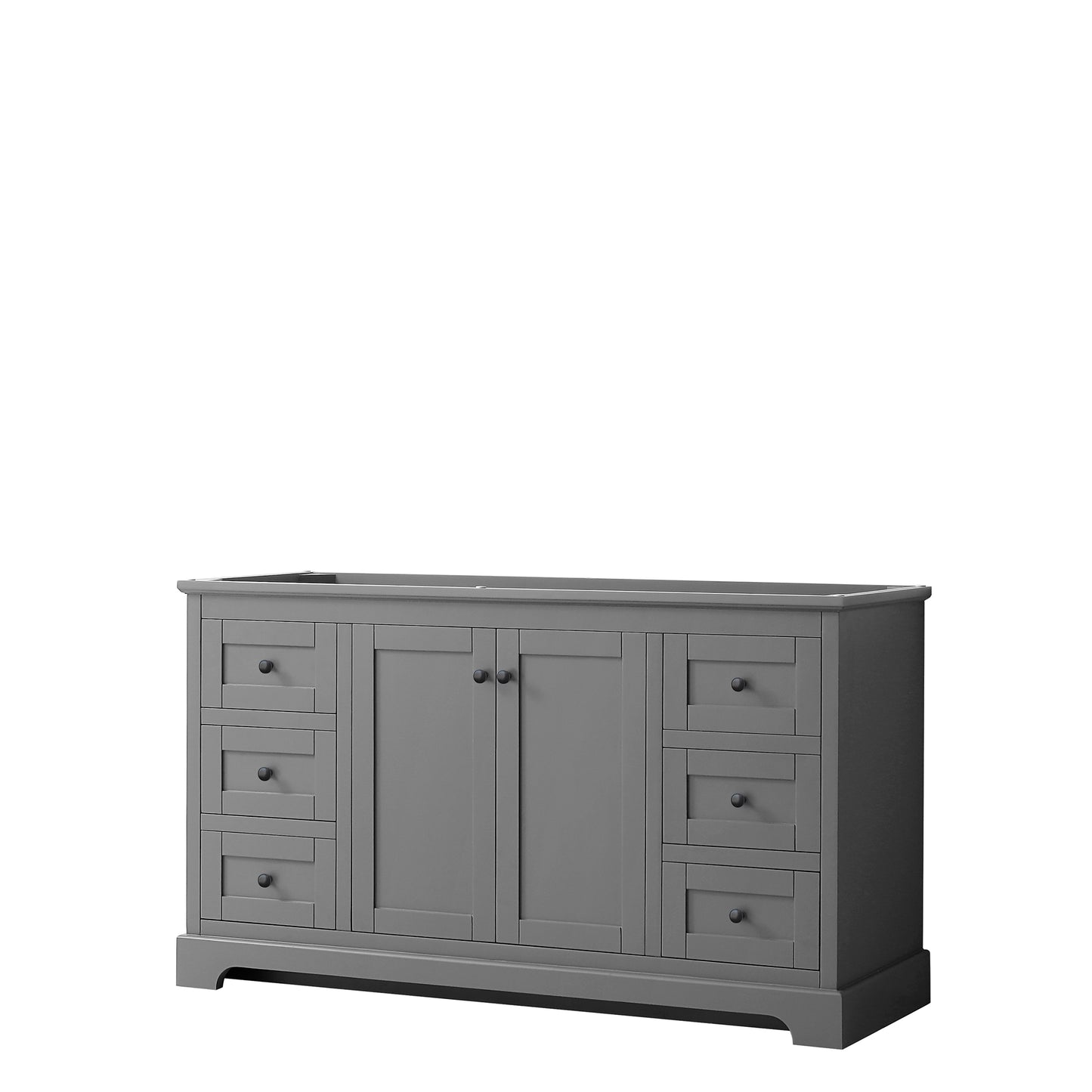 Wyndham Avery 60 Inch Single Bathroom Vanity No Countertop, No Sink in Matte Black Trim - Luxe Bathroom Vanities