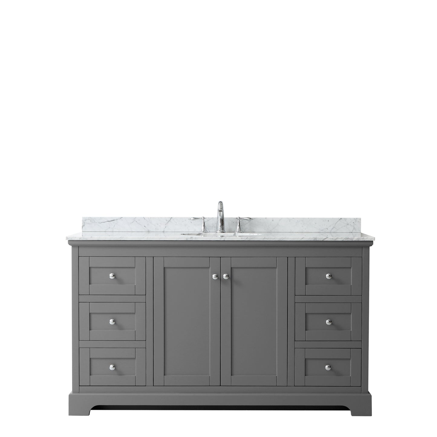 60 Inch Single Bathroom Vanity, White Carrara Marble Countertop, Undermount Oval Sink, and No Mirror - Luxe Bathroom Vanities Luxury Bathroom Fixtures Bathroom Furniture