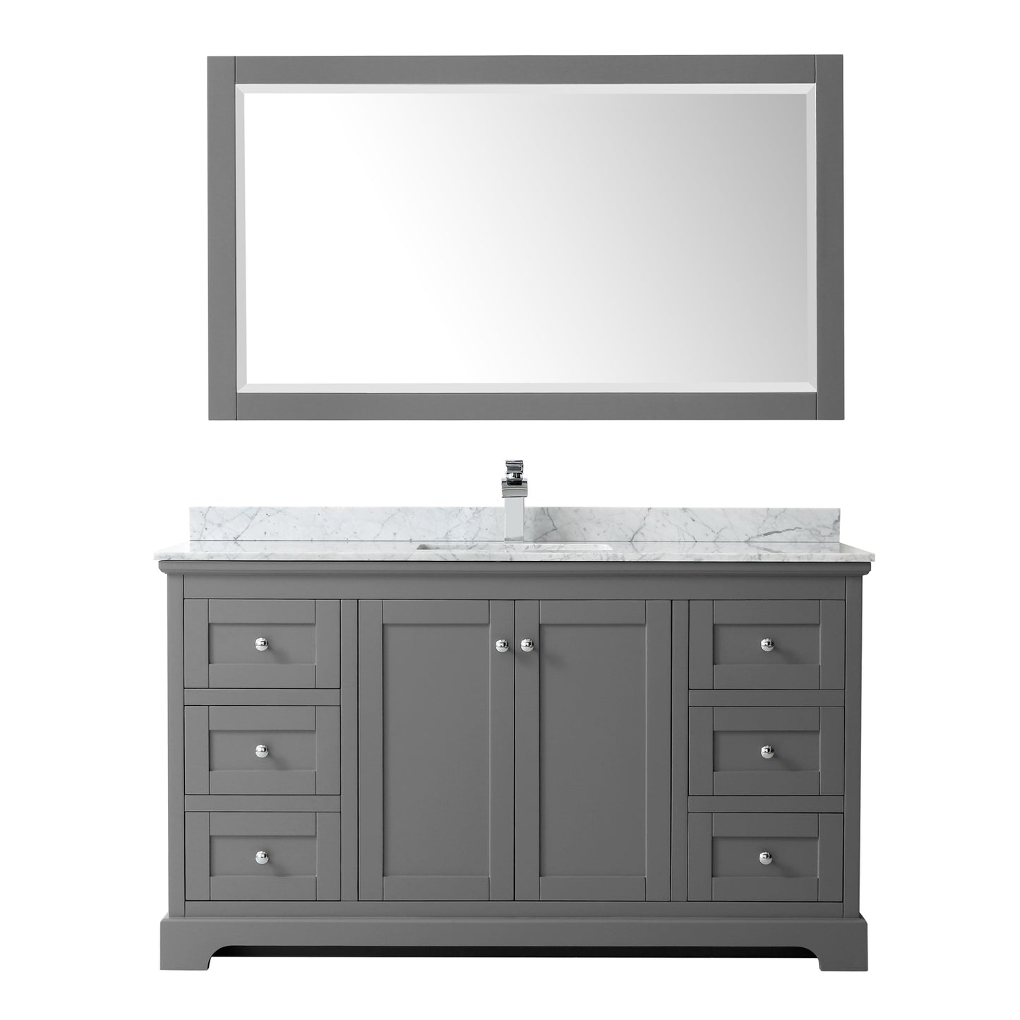 60 Inch Single Bathroom Vanity, White Carrara Marble Countertop, Undermount Square Sink, and 58 Inch Mirror - Luxe Bathroom Vanities Luxury Bathroom Fixtures Bathroom Furniture