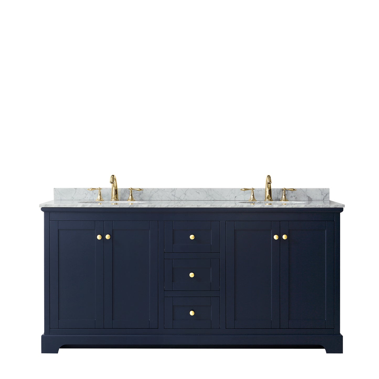 72 Inch Double Bathroom Vanity, White Carrara Marble Countertop, Undermount Oval Sinks, and No Mirror - Luxe Bathroom Vanities Luxury Bathroom Fixtures Bathroom Furniture