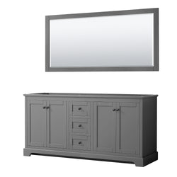 Wyndham Avery 72 Inch Double Bathroom Vanity No Countertop in No Sinks with Matte Black Trim, 70 Inch Mirror - Luxe Bathroom Vanities