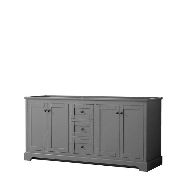 Wyndham Avery 72 Inch Double Bathroom Vanity No Countertop, No Sinks in Matte Black Trim - Luxe Bathroom Vanities