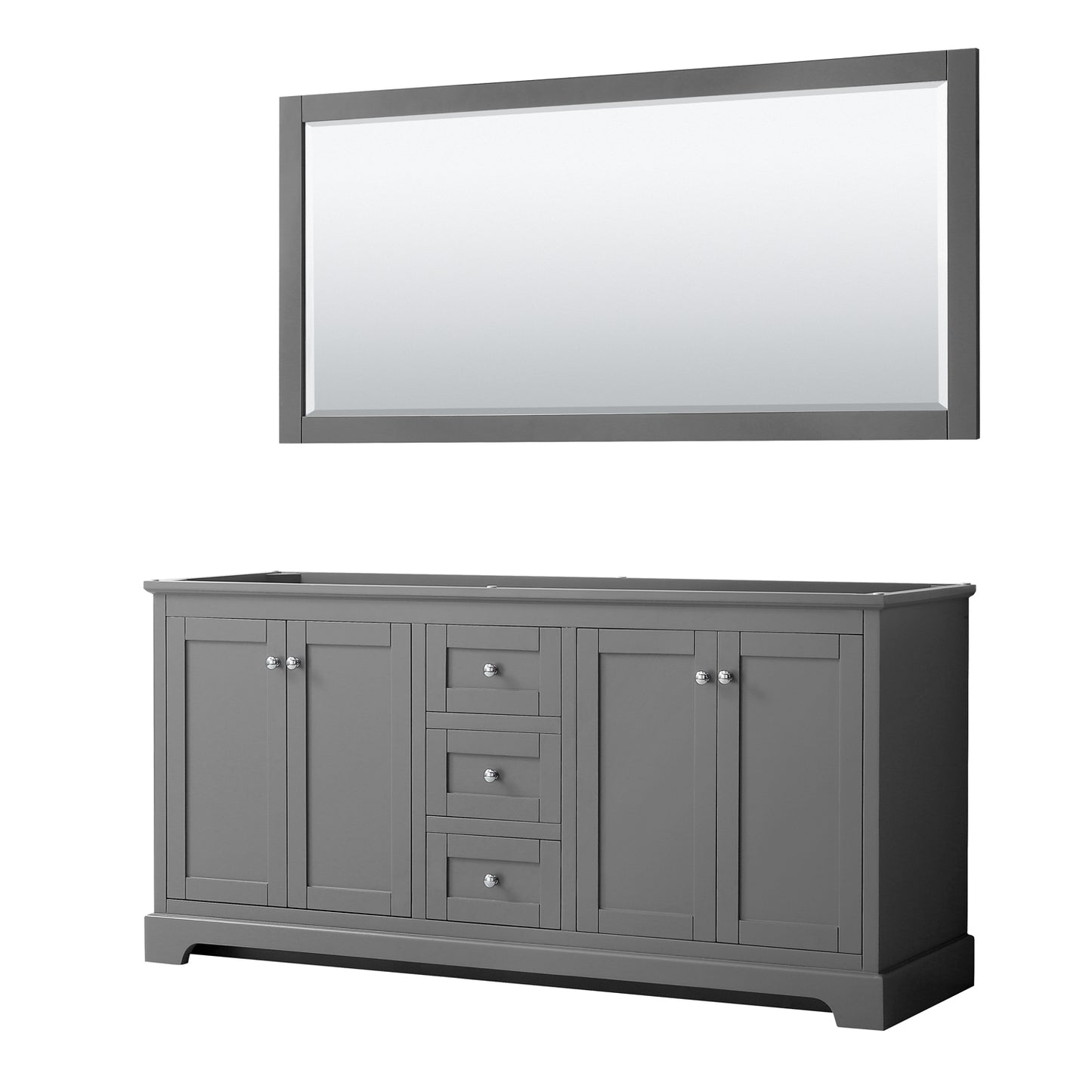 72 Inch Double Bathroom Vanity, No Countertop, No Sinks, and 70 Inch Mirror - Luxe Bathroom Vanities Luxury Bathroom Fixtures Bathroom Furniture