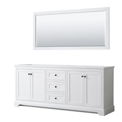 Wyndham Avery 80 Inch Double Bathroom Vanity No Countertop, No Sinks in Matte Black Trim with 70 Inch Mirror - Luxe Bathroom Vanities