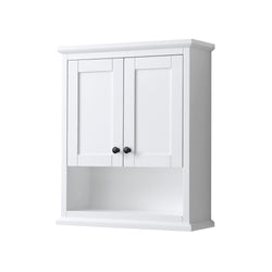 Wyndham Avery Over-the-Toilet Bathroom Wall-Mounted Storage Cabinet with Matte Black Trim - Luxe Bathroom Vanities