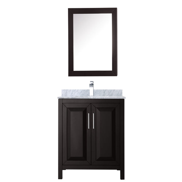 30 inch Single Bathroom Vanity, White Carrara Marble Countertop, Undermount Square Sink, and Medicine Cabinet - Luxe Bathroom Vanities Luxury Bathroom Fixtures Bathroom Furniture