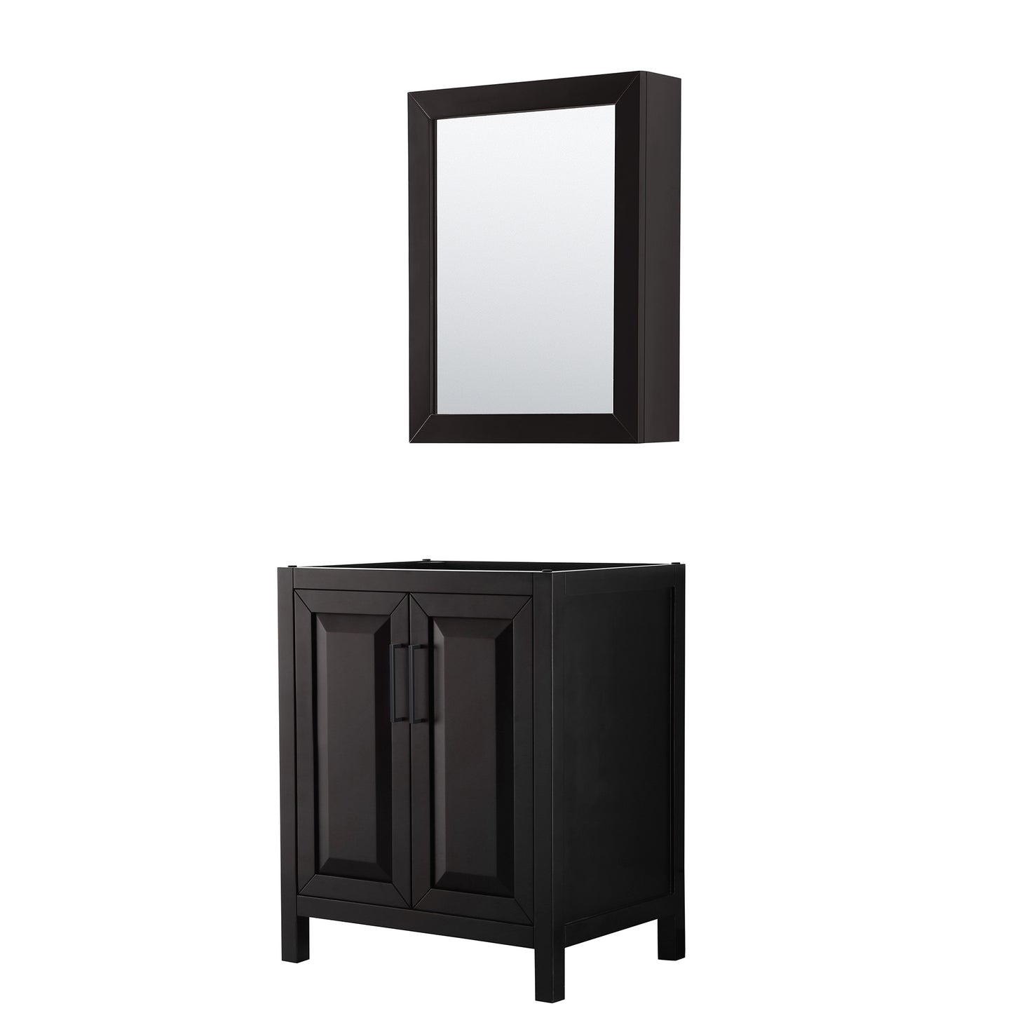 Wyndham Daria 30 Inch Single Bathroom Vanity No Countertop, No Sink in Matte Black Trim with Medicine Cabinet - Luxe Bathroom Vanities