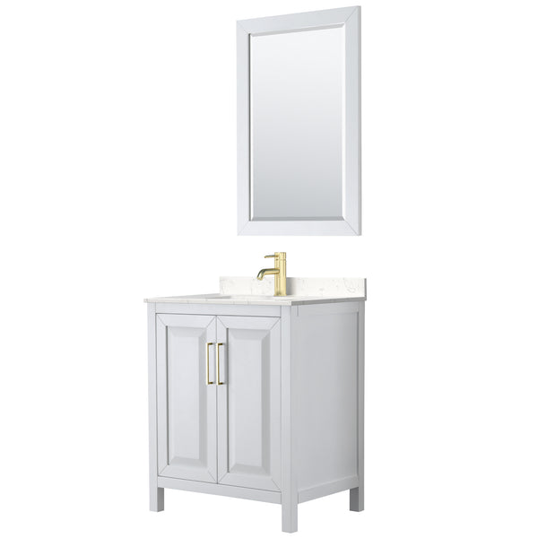 Wyndham Daria 30 Inch Single Bathroom Vanity with Brushed Gold Trim Hardware - Luxe Bathroom Vanities