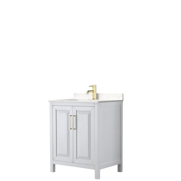 Wyndham Daria 30 Inch Single Bathroom Vanity with Brushed Gold Trim Hardware - Luxe Bathroom Vanities