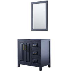 36 Inch Single Bathroom Vanity in Dark Blue, No Countertop, No Sink, 24 Inch Mirror - Luxe Bathroom Vanities Luxury Bathroom Fixtures Bathroom Furniture