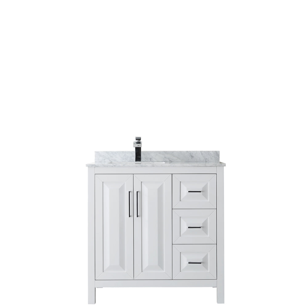 36 inch Single Bathroom Vanity, White Carrara Marble Countertop, Undermount Square Sink, and No Mirror - Luxe Bathroom Vanities Luxury Bathroom Fixtures Bathroom Furniture