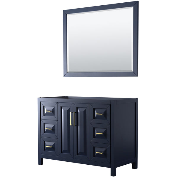 48 Inch Single Bathroom Vanity in Dark Blue, No Countertop, No Sink, 46 Inch Mirror - Luxe Bathroom Vanities Luxury Bathroom Fixtures Bathroom Furniture