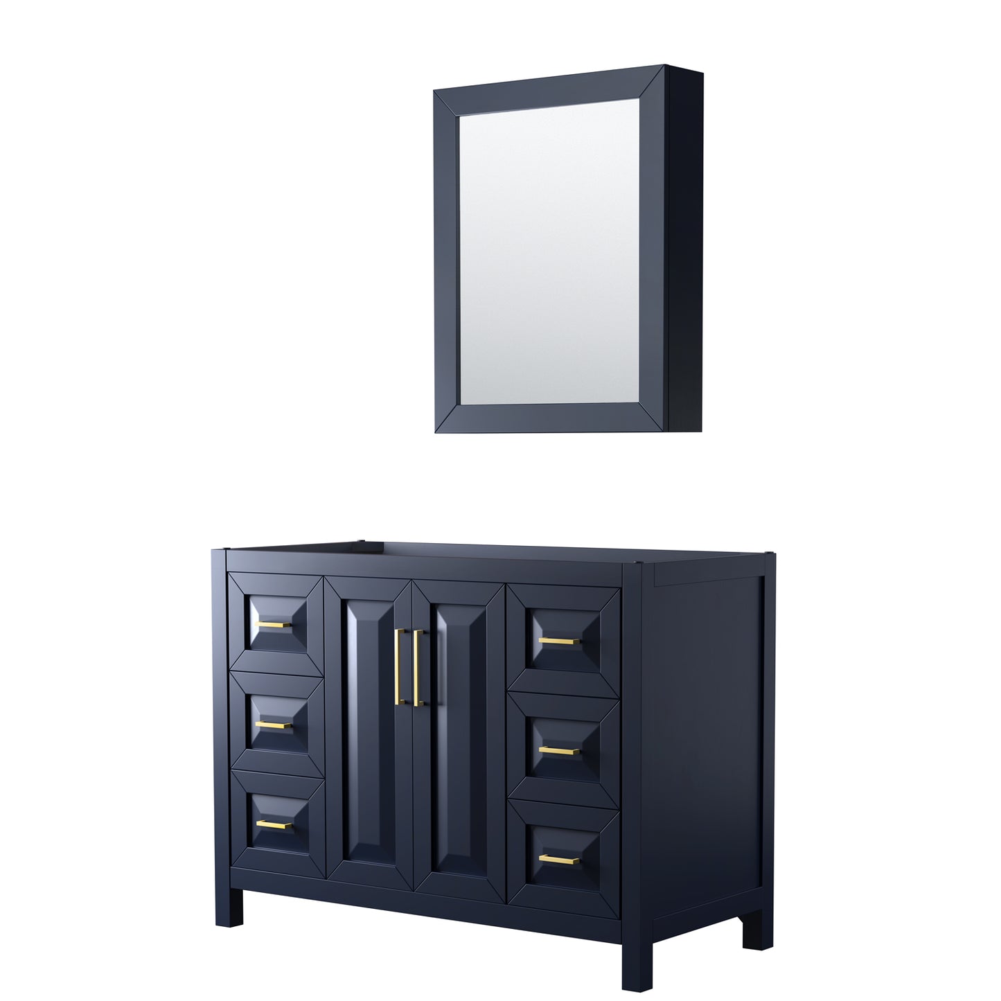 48 Inch Single Bathroom Vanity in Dark Blue, No Countertop, No Sink, Medicine Cabinet - Luxe Bathroom Vanities Luxury Bathroom Fixtures Bathroom Furniture