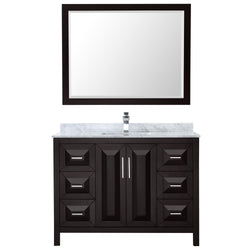 48 inch Single Bathroom Vanity, White Carrara Marble Countertop, Undermount Square Sink, and 46 inch Mirror - Luxe Bathroom Vanities Luxury Bathroom Fixtures Bathroom Furniture