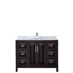 48 inch Single Bathroom Vanity, White Carrara Marble Countertop, Undermount Square Sink, and No Mirror - Luxe Bathroom Vanities Luxury Bathroom Fixtures Bathroom Furniture