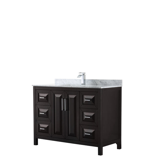 48 inch Single Bathroom Vanity, White Carrara Marble Countertop, Undermount Square Sink, and No Mirror - Luxe Bathroom Vanities Luxury Bathroom Fixtures Bathroom Furniture