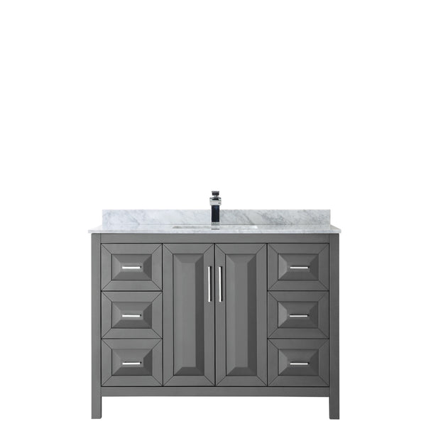 48 inch Single Bathroom Vanity, White Carrara Marble Countertop, Undermount Square Sink, and No Mirror - Luxe Bathroom Vanities Luxury Bathroom Fixtures Bathroom Furniture