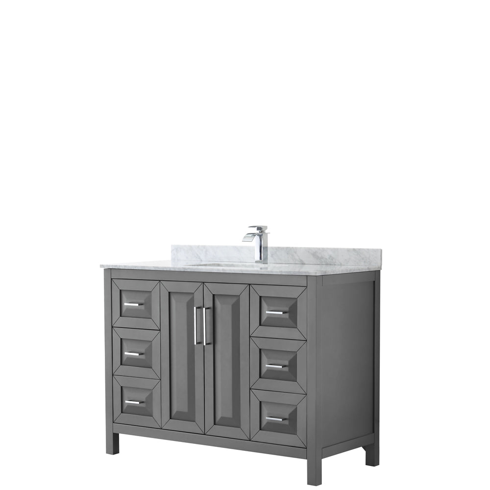 48 inch Single Bathroom Vanity, White Carrara Marble Countertop, Undermount Square Sink, and No Mirror - Luxe Bathroom Vanities Luxury Bathroom Fixtures Bathroom Furniture