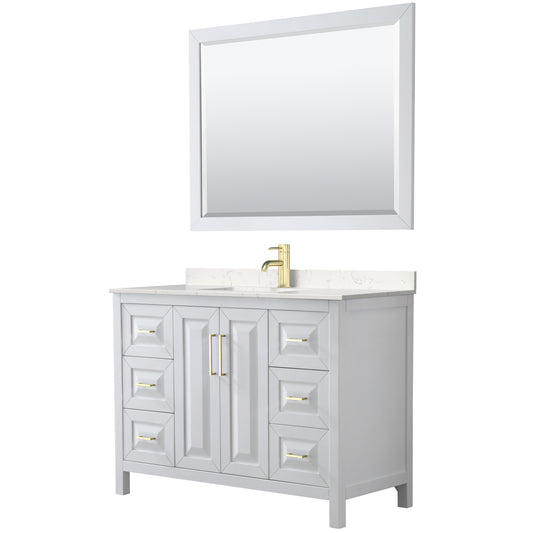 Wyndham Daria 48 Inch Single Bathroom Vanity with Brushed Gold Trim Hardware - Luxe Bathroom Vanities