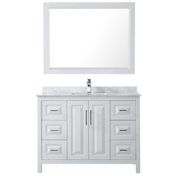 48 inch Single Bathroom Vanity, White Carrara Marble Countertop, Undermount Square Sink, and 46 inch Mirror - Luxe Bathroom Vanities Luxury Bathroom Fixtures Bathroom Furniture