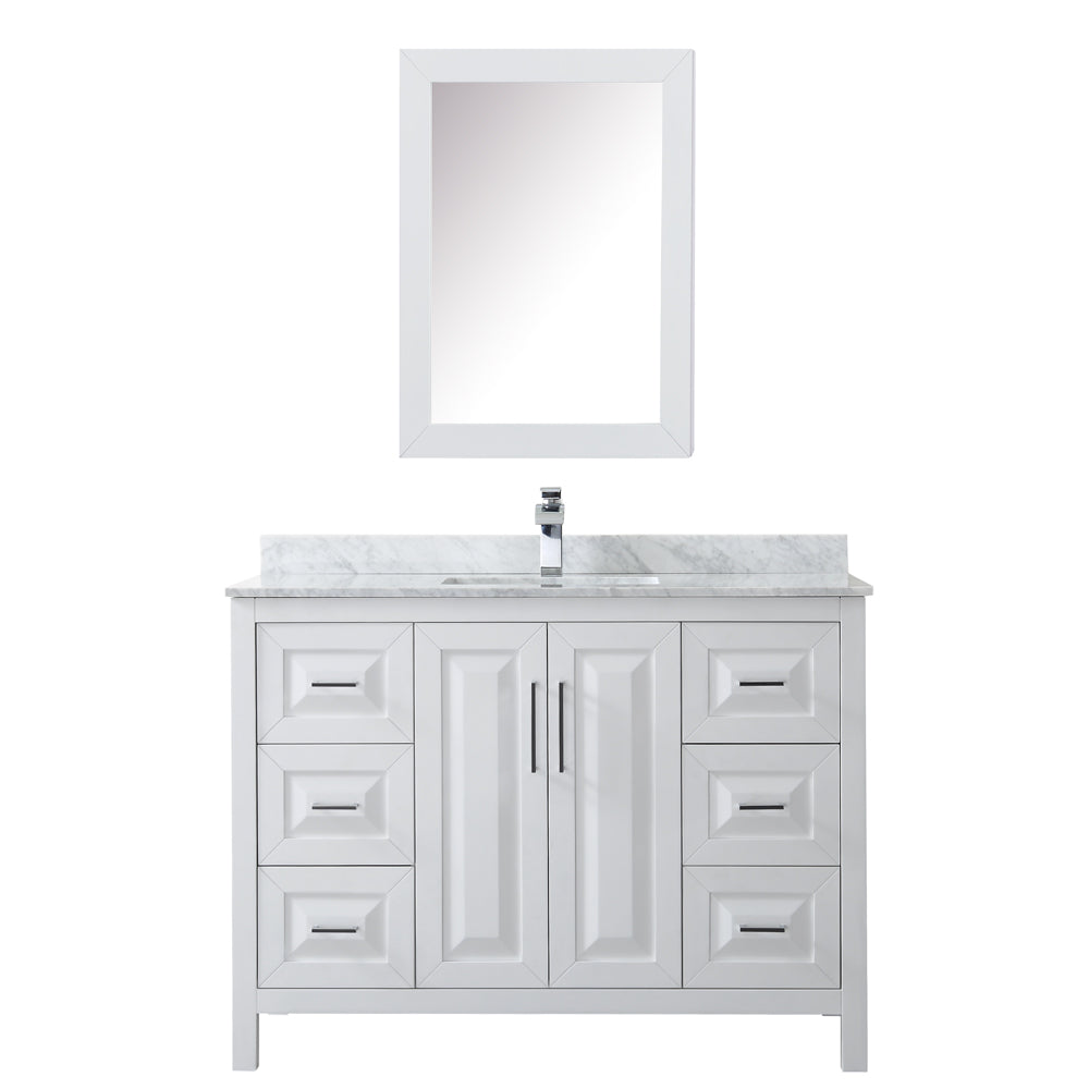 48 inch Single Bathroom Vanity, White Carrara Marble Countertop, Undermount Square Sink, and Medicine Cabinet - Luxe Bathroom Vanities Luxury Bathroom Fixtures Bathroom Furniture