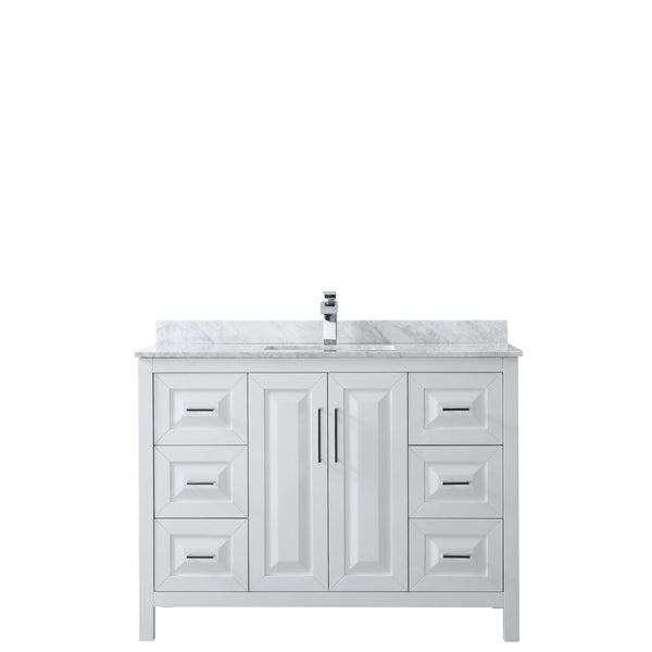 48 inch Single Bathroom Vanity, White Carrara Marble Countertop, Undermount Square Sink, and No Mirror - Luxe Bathroom Vanities Luxury Bathroom Fixtures Bathroom Furniture