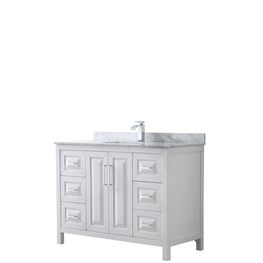 48 inch Single Bathroom Vanity, White Carrara Marble Countertop, Undermount Square Sink, and No Mirror - Luxe Bathroom Vanities Luxury Bathroom Fixtures Bathroom Furniture