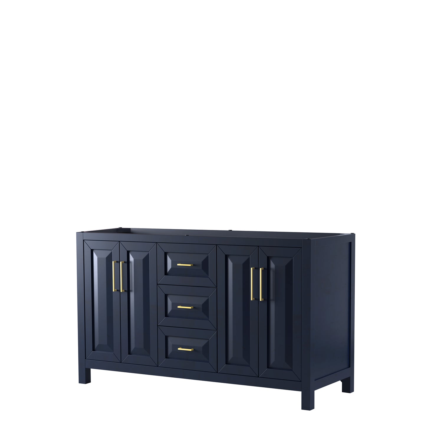 60 Inch Double Bathroom Vanity in Dark Blue, No Countertop, No Sink, No Mirror - Luxe Bathroom Vanities Luxury Bathroom Fixtures Bathroom Furniture