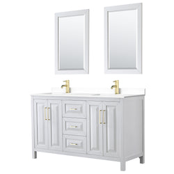 Wyndham Daria 60 Inch Double Bathroom Vanity with Brushed Gold Trim Hardware - Luxe Bathroom Vanities