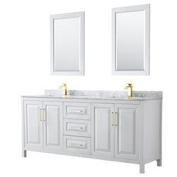 Wyndham Daria 80 Inch Double Bathroom Vanity with Brushed Gold Trim Hardware - Luxe Bathroom Vanities