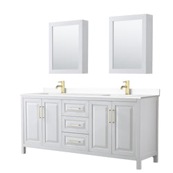 Wyndham Daria 80 Inch Double Bathroom Vanity with Brushed Gold Trim Hardware - Luxe Bathroom Vanities