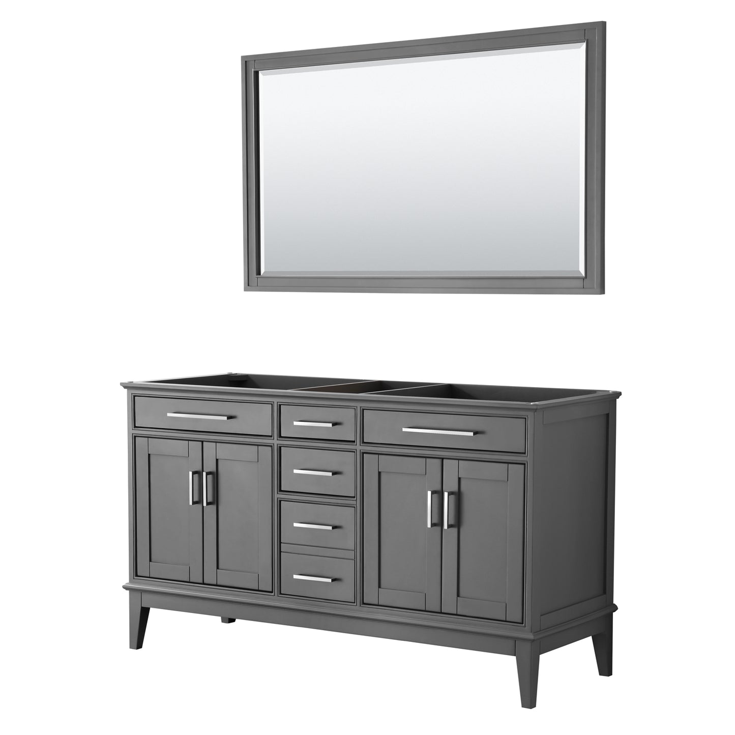 Wyndham Collection Margate 60 Inch Double Bathroom Vanity in Dark Gray, No Countertop, No Sink - Luxe Bathroom Vanities