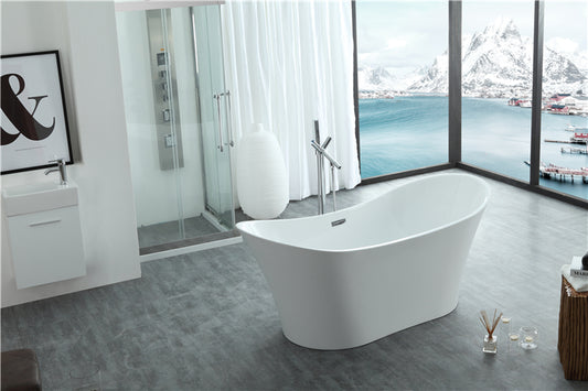 Legion Furniture 67" White Acrylic Tub - No Faucet - Luxe Bathroom Vanities