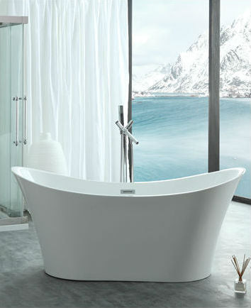 Legion Furniture 67" White Acrylic Tub - No Faucet - Luxe Bathroom Vanities
