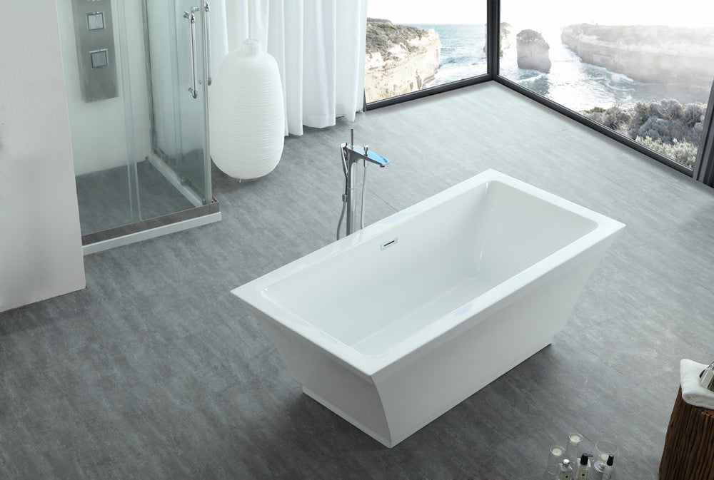 Legion Furniture 67" White Acrylic Tub - No Faucet - Luxe Bathroom Vanities
