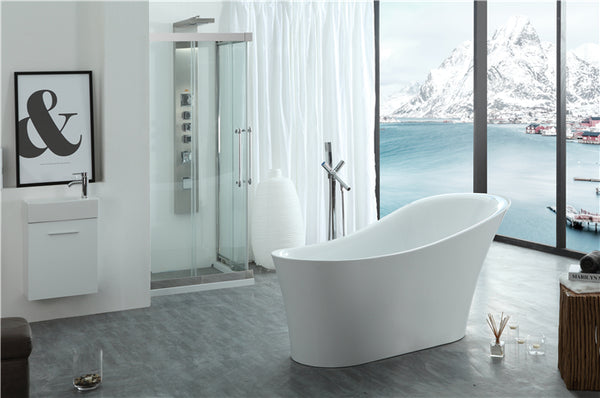 Legion Furniture 67" White Acrylic Tub - No Faucet - Luxe Bathroom Vanities