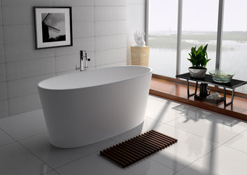 Legion Furniture 62.2" White Matt Solid Surface Tub - No Faucet - Luxe Bathroom Vanities