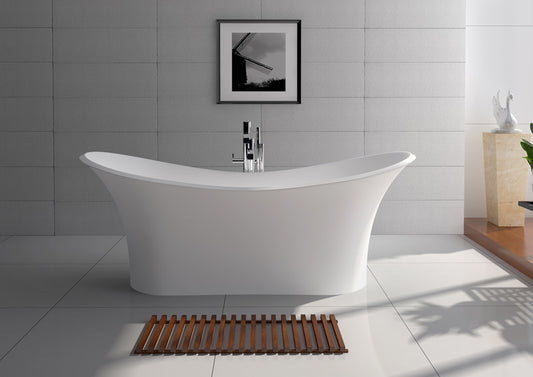 Legion Furniture 68.9" White Matt Solid Surface Tub - No Faucet - Luxe Bathroom Vanities