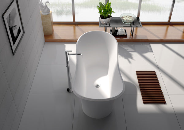 Legion Furniture 68.9" White Matt Solid Surface Tub - No Faucet - Luxe Bathroom Vanities