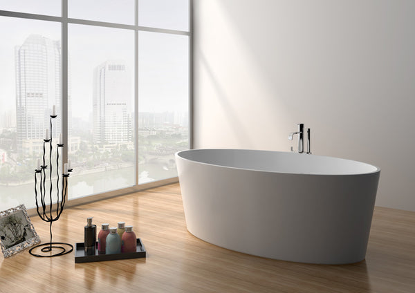 Legion Furniture 63" White Matt Solid Surface Tub - No Faucet - Luxe Bathroom Vanities