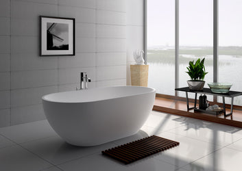 Legion Furniture 70.1" White Matt Solid Surface Tub - No Faucet - Luxe Bathroom Vanities