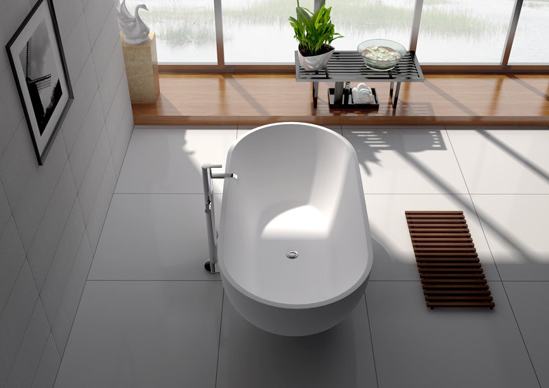 Legion Furniture 70.1" White Matt Solid Surface Tub - No Faucet - Luxe Bathroom Vanities
