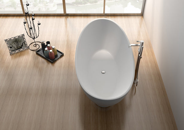 Legion Furniture 70.7" White Matt Solid Surface Tub - No Faucet - Luxe Bathroom Vanities