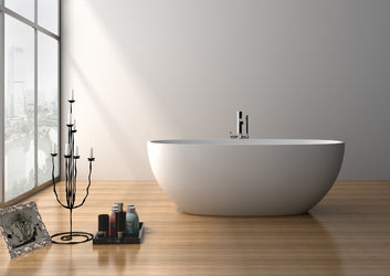 Legion Furniture 65" White Matt Solid Surface Tub - No Faucet - Luxe Bathroom Vanities