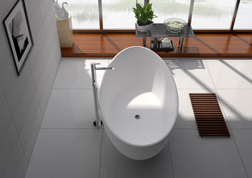 Legion Furniture 71" White Matt Solid Surface Tub - No Faucet - Luxe Bathroom Vanities